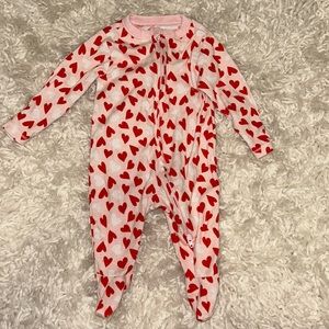 Baby Girl’s Heart Print Sleep and Play Footie
